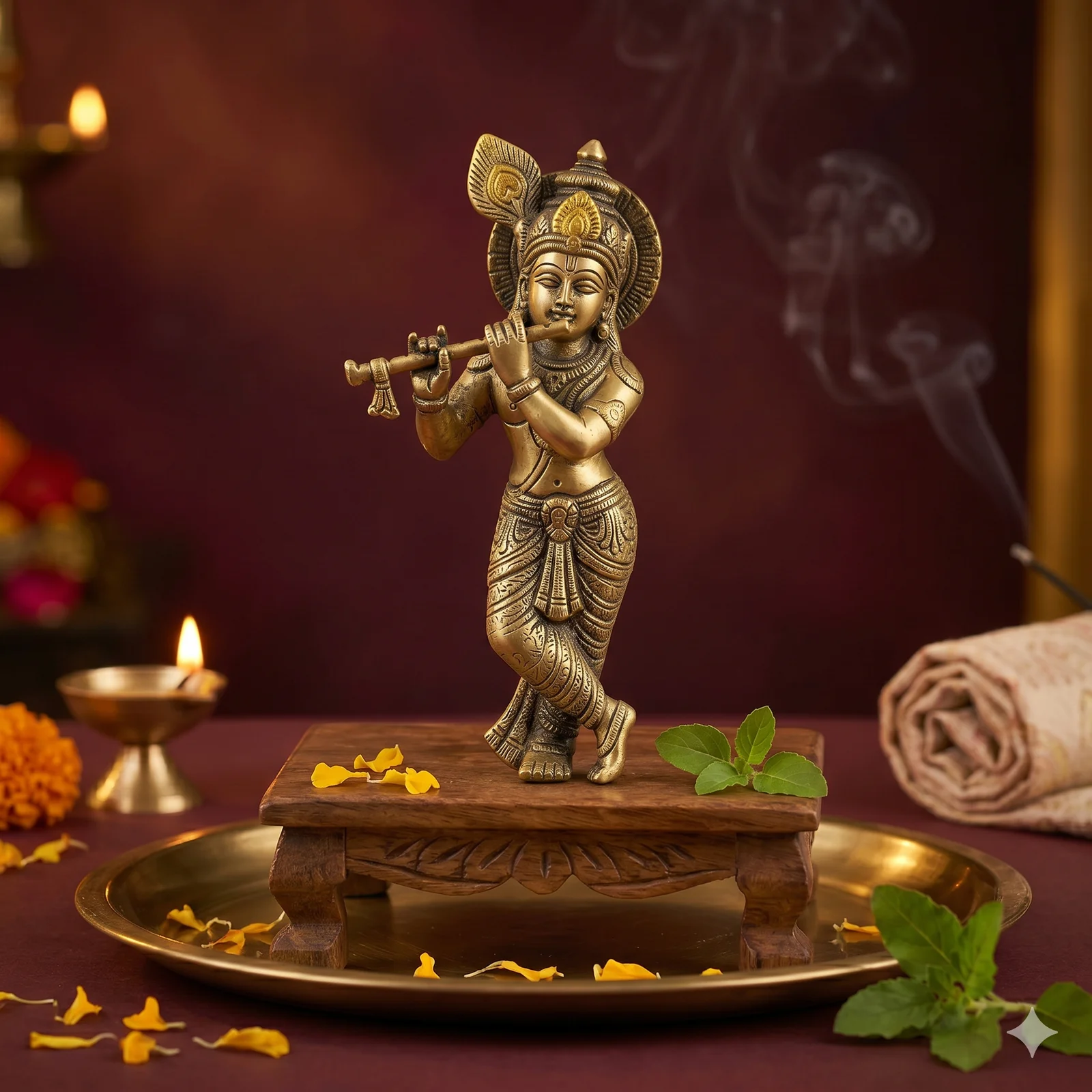 Brass Krishna with Flute — Murlidhar — image 1