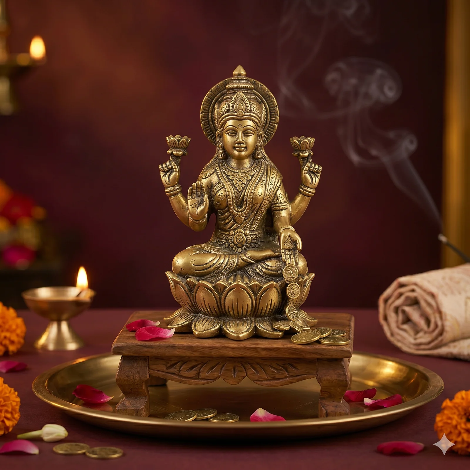 Brass Lakshmi Murti — Dhanavarshini — image 1