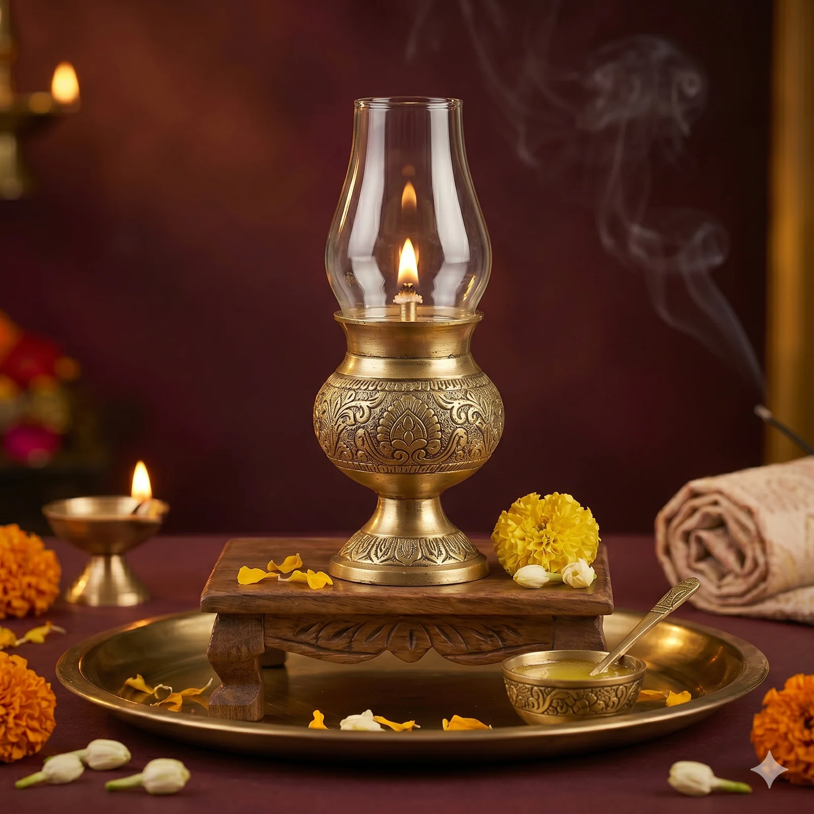 Brass Akhand Jyot Diya — Eternal Flame — image 1